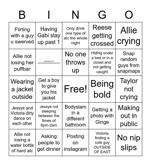 Drunk Bingo Card