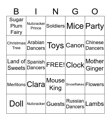 Nutcracker Bingo!! Bingo Card
