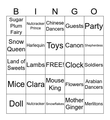 Nutcracker Bingo!! Bingo Card