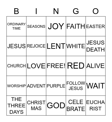THE CHURCH YEAR Bingo Card