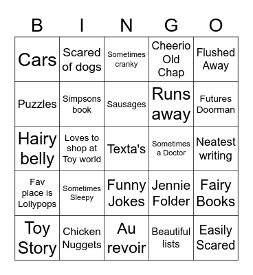 Guess Who??? Bingo Card