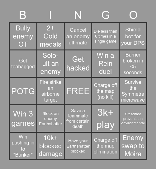 REINHARDT BINGO Card