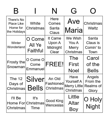 Merry Christmas Bingo Card