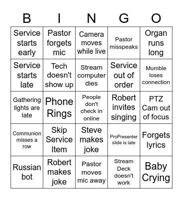 SUMC Tech Bingo Card