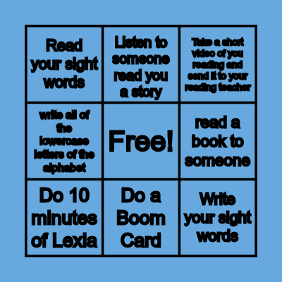 Read, Read, Read! Bingo Card
