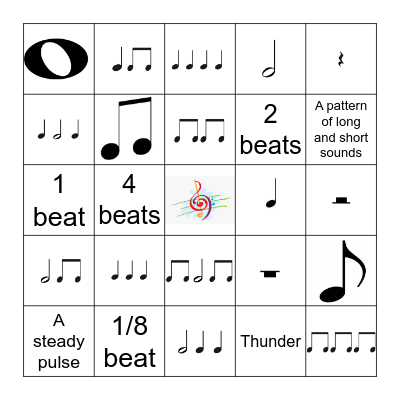Beat and Rhythm Bingo Card
