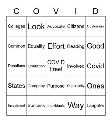 UNITED WAY 2020 Bingo Card