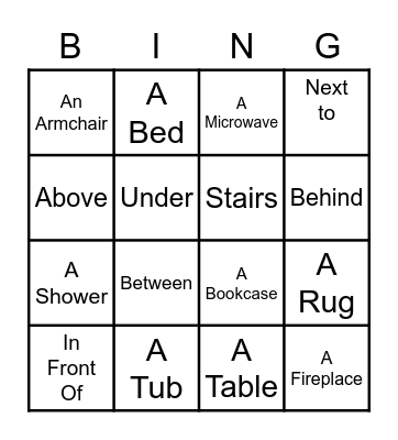 Around the House Bingo Card