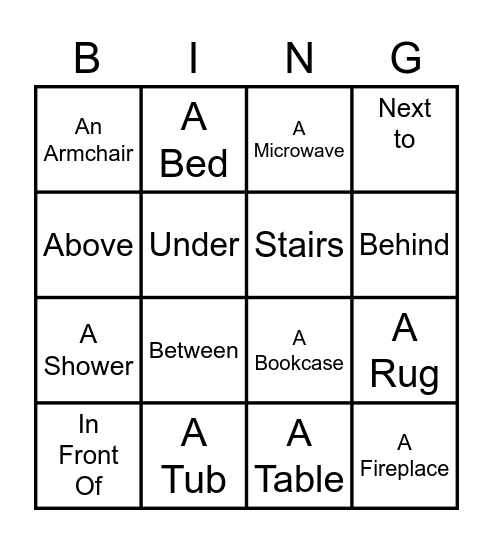 Around the House Bingo Card