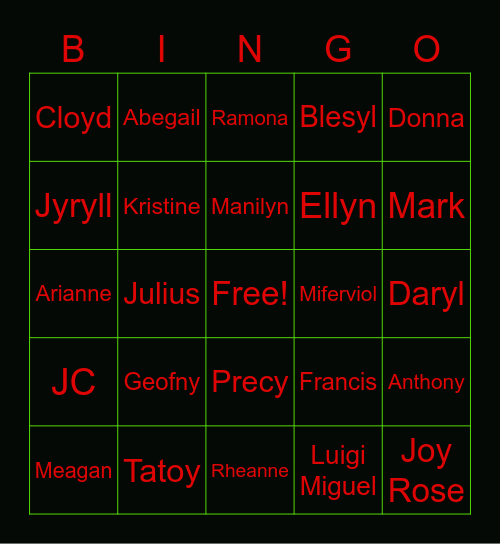 Joinpiggy Inc. Bingo Card