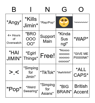 Stevie Bingo Card