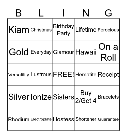 lia sophia Bingo Card