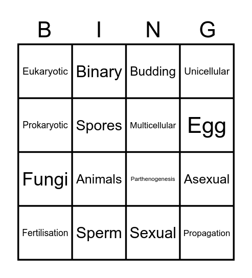 Reproduction Bingo Card