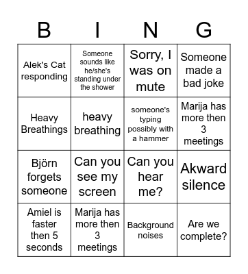 Good morning bingo Card