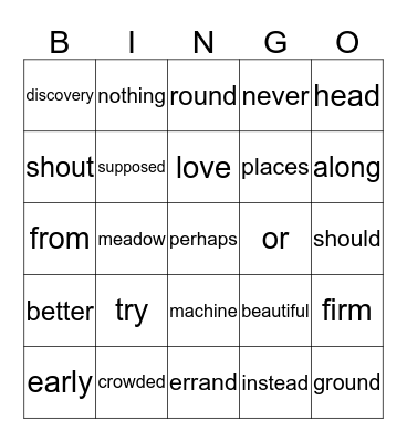 1st grade sight words Bingo Card