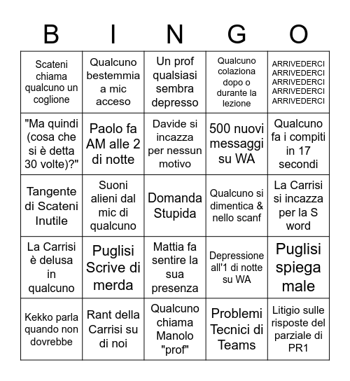 Tipica settimana al corso di Info Bingo Card