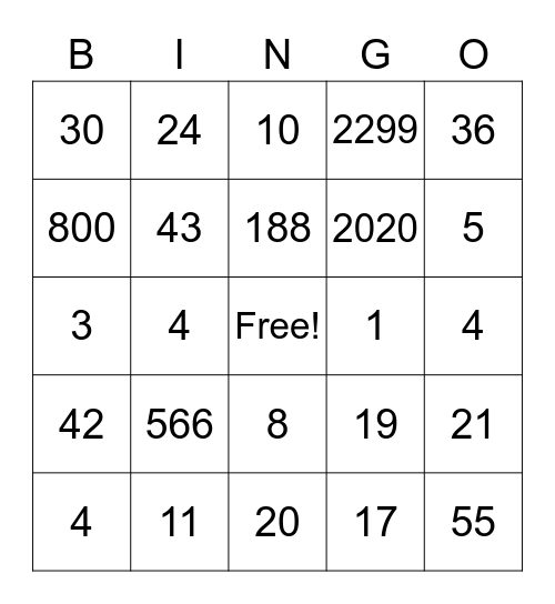 HART Bingo Card