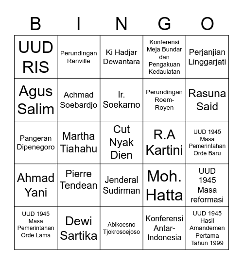 Hanum Bingo Card