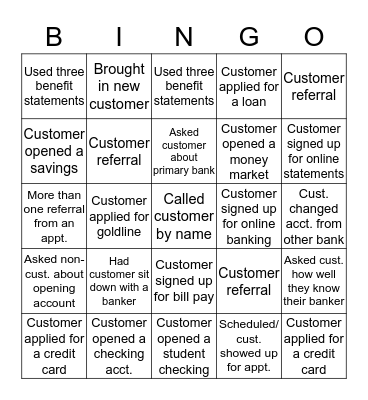 Referral Bingo! Bingo Card