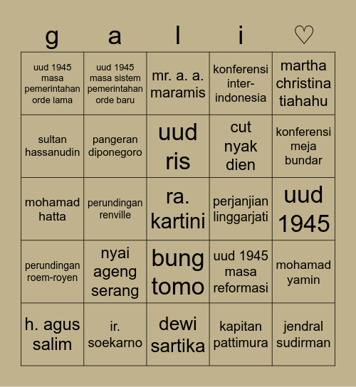 gali best boy! Bingo Card