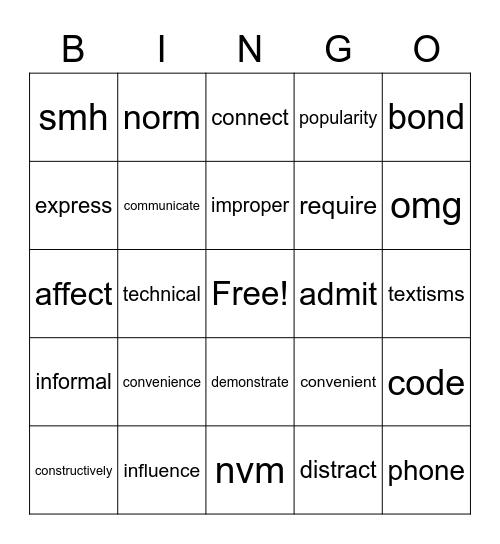 Issue 5 Bingo Card