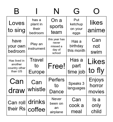 Get to you mix Bingo Card