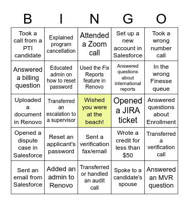 eVerifile Bingo Card