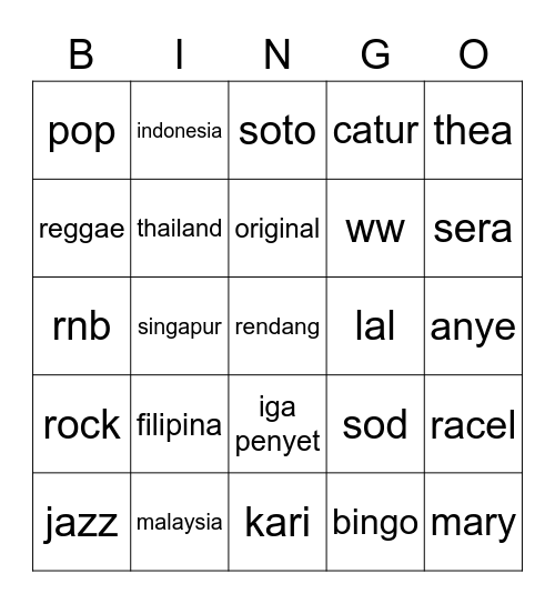 Untitled Bingo Card