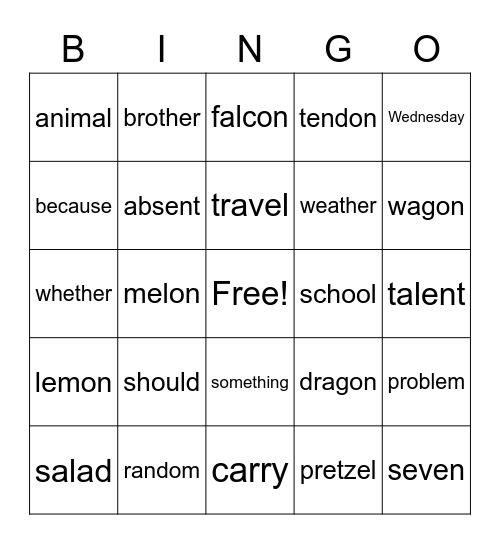 Unit 5 Week 1 Schwas Bingo Card