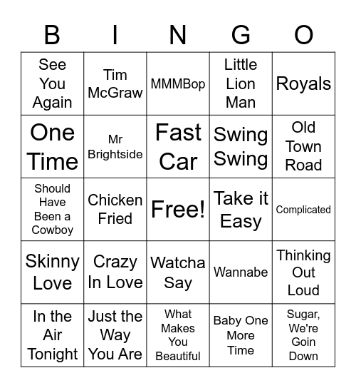 Biggest Debut Singles Bingo Card