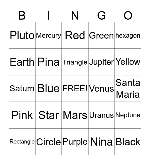 Sample Bingo Card