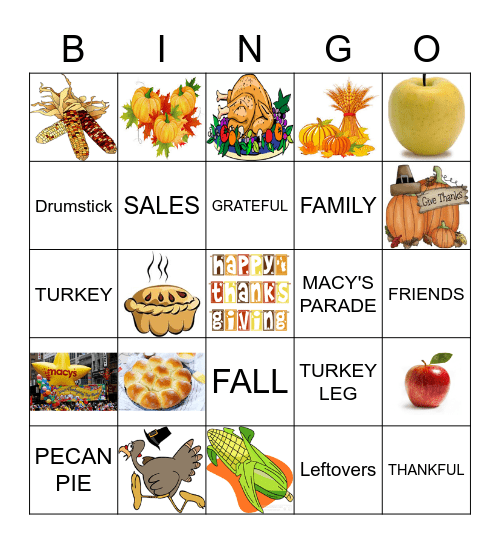 THANKSGIVING Bingo Card