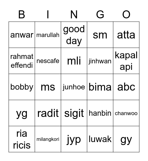 Untitled Bingo Card