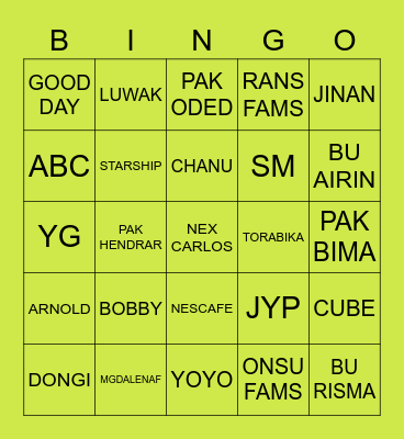 MARK! Bingo Card