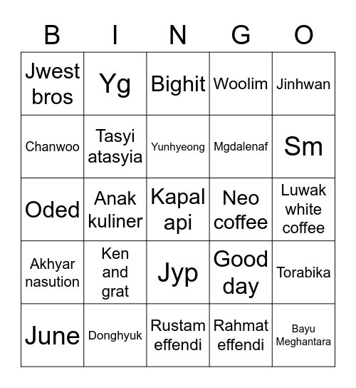 Punya Lia Bingo Card