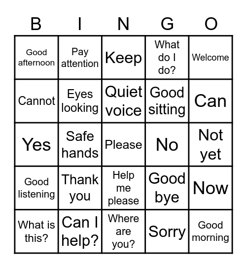 Common phrases and greetings Bingo Card