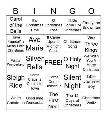 Merry Christmas Bingo Card