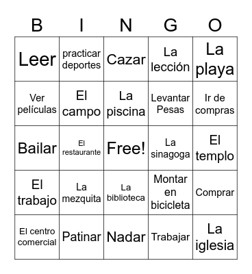 Lugares Bingo Card