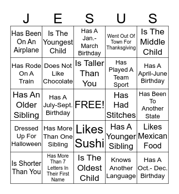 Find Someone Who... Bingo Card