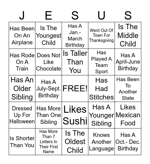 Find Someone Who... Bingo Card