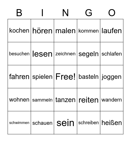 Freizeit Bingo Card