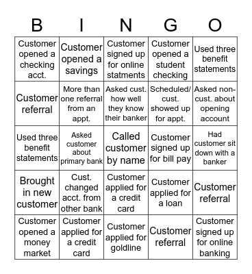 Referral Bingo! Bingo Card