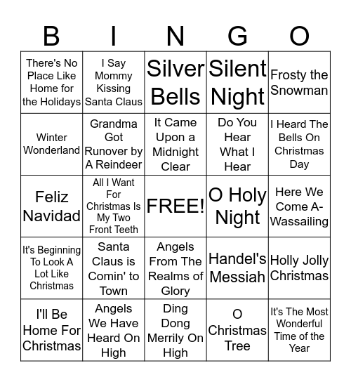 Merry Christmas Bingo Card