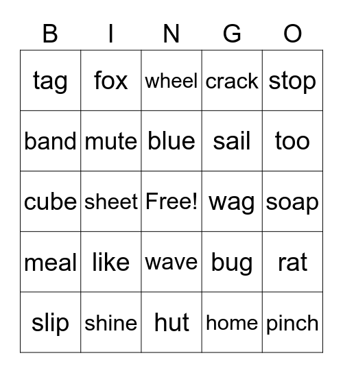 Vowels Bingo Card