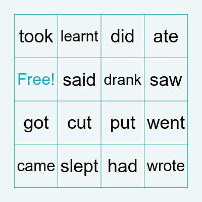 IRREGULAR VERBS Bingo Card