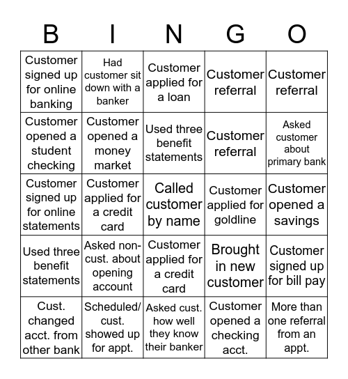 Referral Bingo! Bingo Card