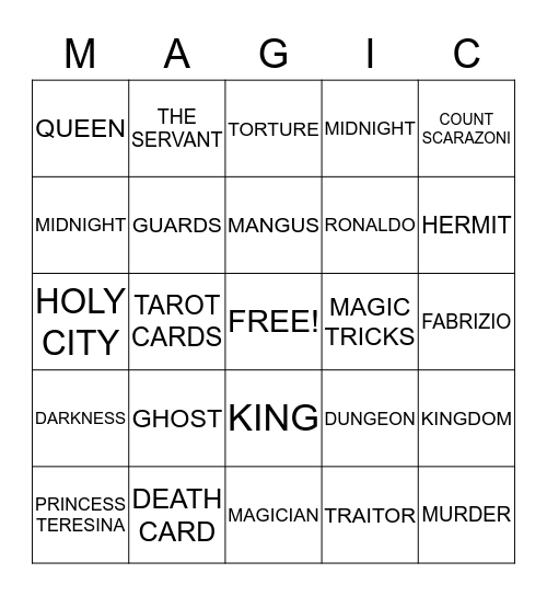 MIDNIGHT MAGIC Bingo Card