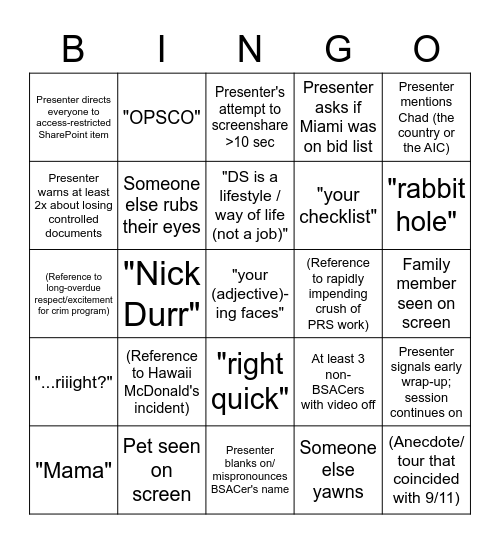 Whiffo 3 Bingo Card