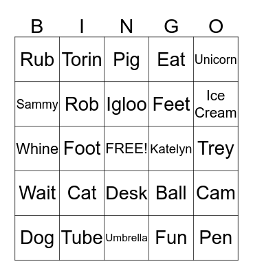 Vowel Bingo Card