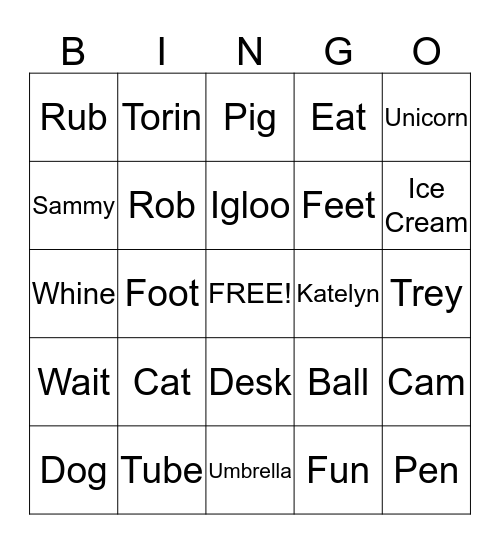 Vowel Bingo Card